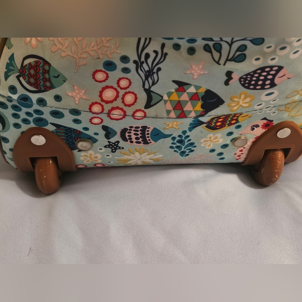 Lily Bloom Wheeled Travel Bag with Fish Pattern - Picture 3 of 5